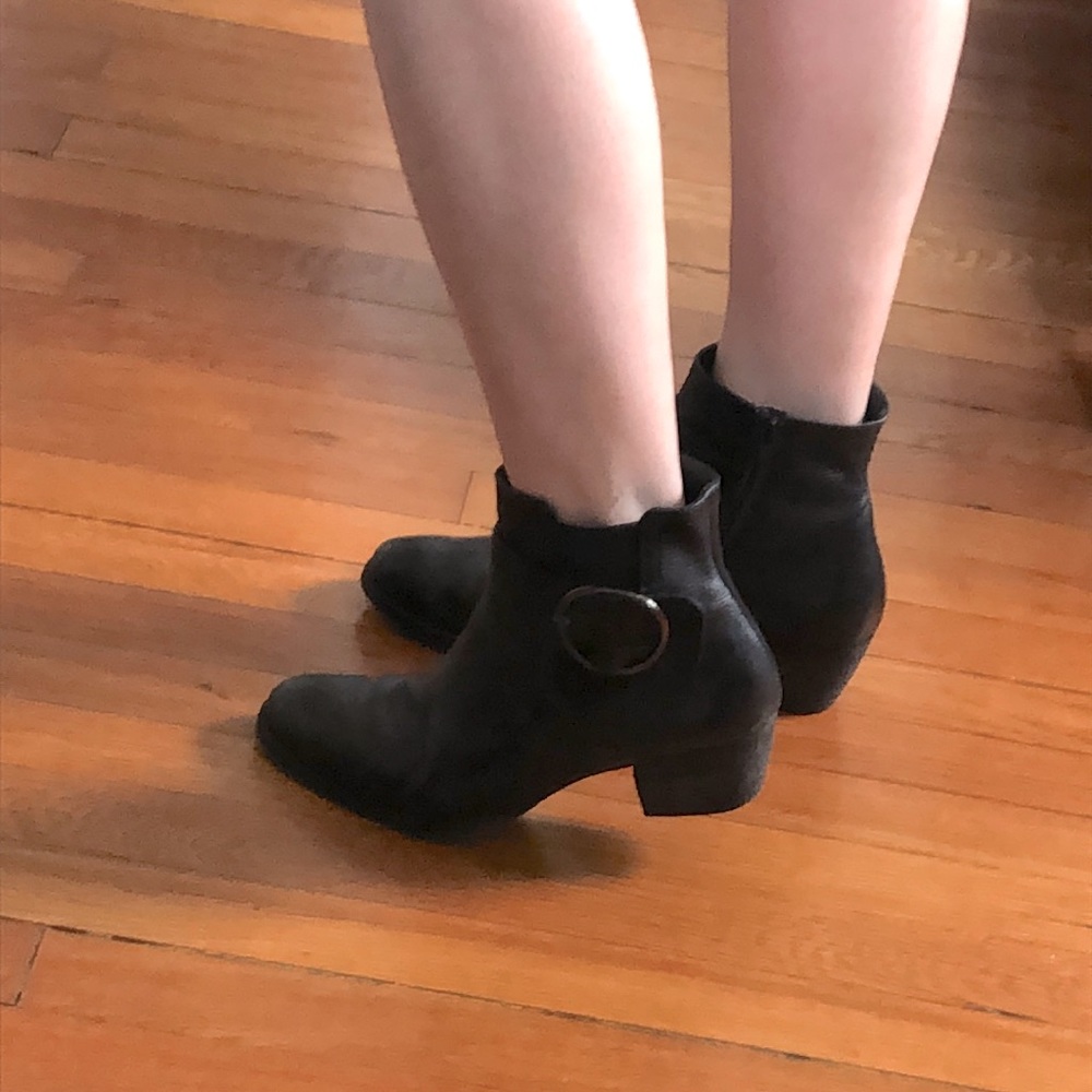 Black leather Paul Green ankle boots with buckle